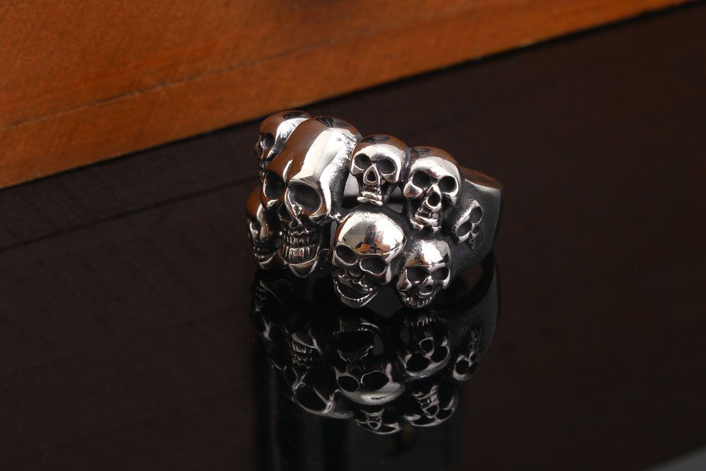 Bully Punk Titanium Skull Bones Wholesale Men's Ghost Ring | EaseWholesale 2 Bully Punk Titanium Skull Bones Wholesale Men's Ghost Ring | EaseWholesale 2