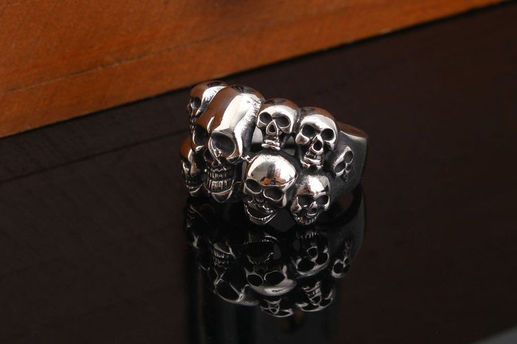 Bully Punk Titanium Skull Bones Wholesale Men's Ghost Ring | EaseWholesale 2 Bully Punk Titanium Skull Bones Wholesale Men's Ghost Ring | EaseWholesale 2
