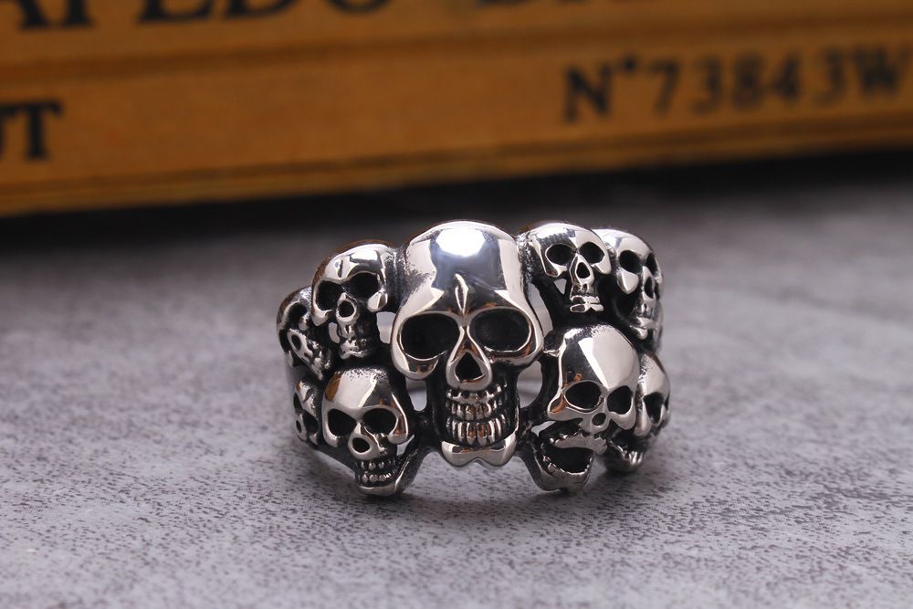 Bully Punk Titanium Skull Bones Wholesale Men's Ghost Ring | EaseWholesale 3 Bully Punk Titanium Skull Bones Wholesale Men's Ghost Ring | EaseWholesale 3