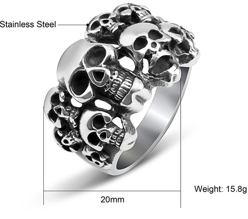 Bully Punk Titanium Skull Bones Wholesale Men's Ghost Ring | EaseWholesale 4 Bully Punk Titanium Skull Bones Wholesale Men's Ghost Ring | EaseWholesale 4