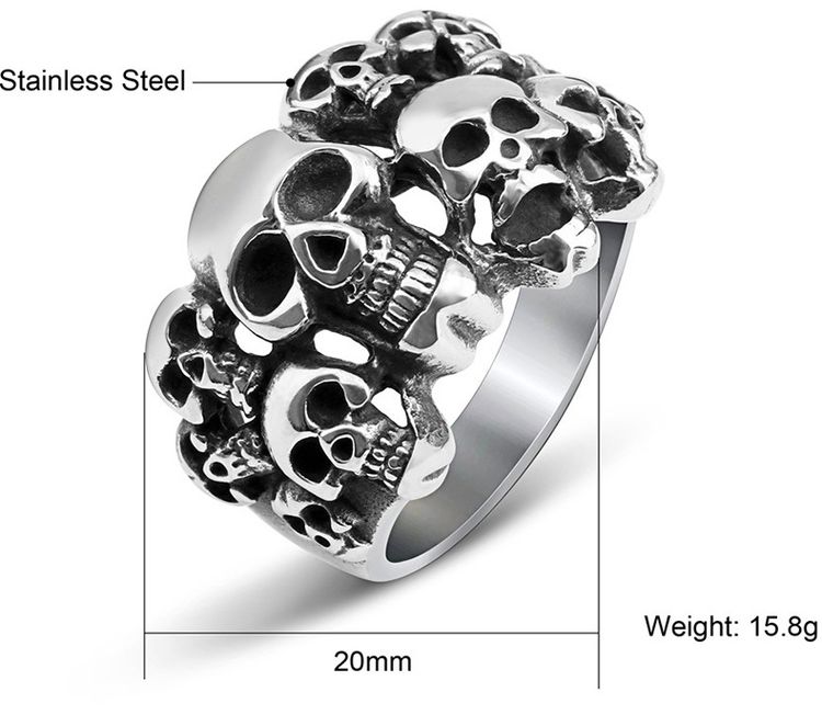 Bully Punk Titanium Skull Bones Wholesale Men's Ghost Ring | EaseWholesale 4 Bully Punk Titanium Skull Bones Wholesale Men's Ghost Ring | EaseWholesale 4