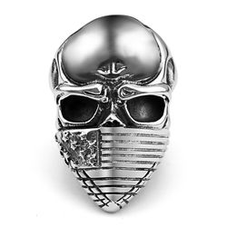 Cast Vintage American Flag Skull Titanium Men's Ring | EaseWholesale