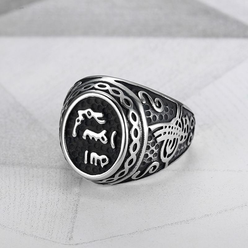 Hip Hop Vintage Text Men's Stainless Steel Ring Wholesale | EaseWholesale 1 Hip Hop Vintage Text Men's Stainless Steel Ring Wholesale | EaseWholesale 1