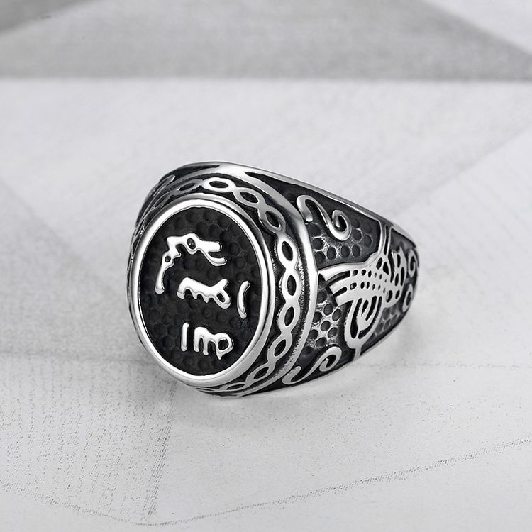 Hip Hop Vintage Text Men's Stainless Steel Ring Wholesale | EaseWholesale 1 Hip Hop Vintage Text Men's Stainless Steel Ring Wholesale | EaseWholesale 1