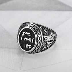 Hip Hop Vintage Text Men's Stainless Steel Ring Wholesale | EaseWholesale