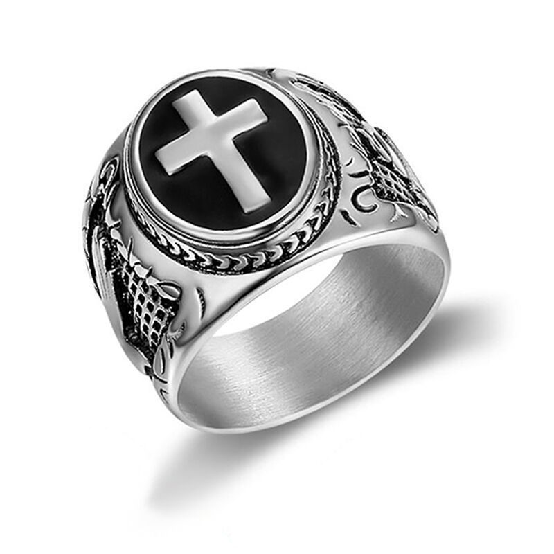 Punk Vintage Hand of God Cross Titanium Men's Ring | EaseWholesale 1 Punk Vintage Hand of God Cross Titanium Men's Ring | EaseWholesale 1