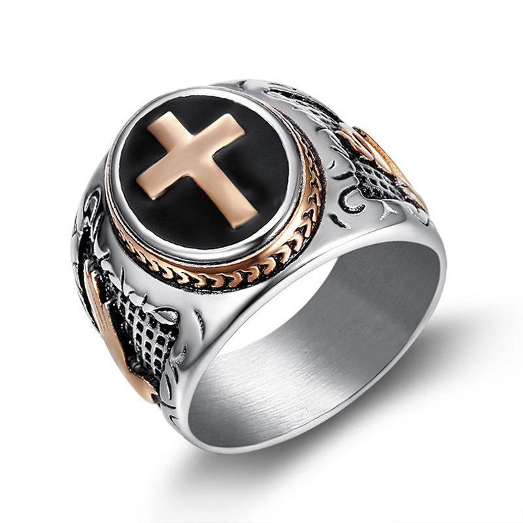 Punk Vintage Hand of God Cross Titanium Men's Ring | EaseWholesale 2 Punk Vintage Hand of God Cross Titanium Men's Ring | EaseWholesale 2