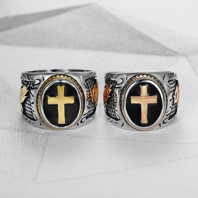 Punk Vintage Hand of God Cross Titanium Men's Ring | EaseWholesale 4 Punk Vintage Hand of God Cross Titanium Men's Ring | EaseWholesale 4