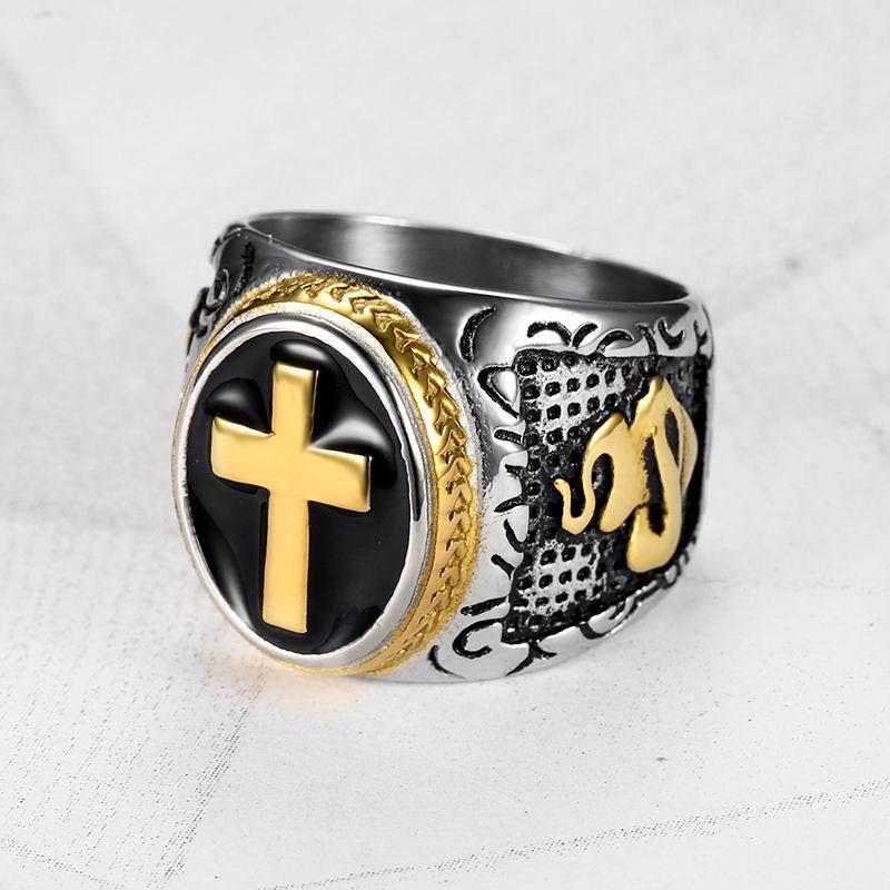 Punk Vintage Hand of God Cross Titanium Men's Ring | EaseWholesale 5 Punk Vintage Hand of God Cross Titanium Men's Ring | EaseWholesale 5