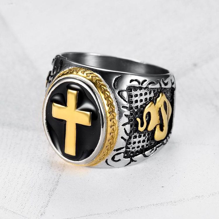 Punk Vintage Hand of God Cross Titanium Men's Ring | EaseWholesale 5 Punk Vintage Hand of God Cross Titanium Men's Ring | EaseWholesale 5