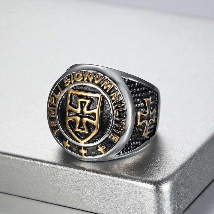 Vintage Punk Knight Cross Titanium Ring Wholesale | EaseWholesale 2 Vintage Punk Knight Cross Titanium Ring Wholesale | EaseWholesale 2
