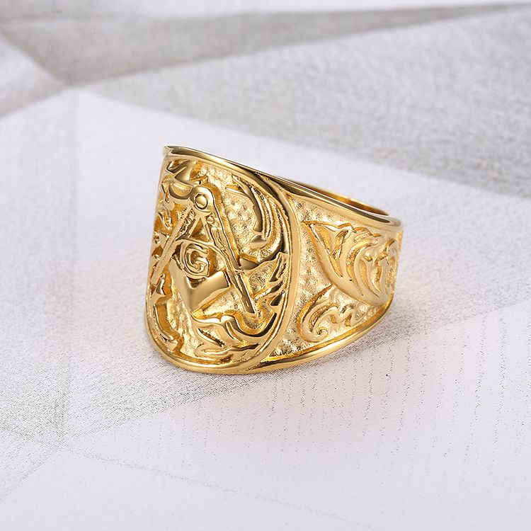 Wholesale Gold Vintage Stainless Steel 316L Engraved Men's Ring | EaseWholesale 2 Wholesale Gold Vintage Stainless Steel 316L Engraved Men's Ring | EaseWholesale 2