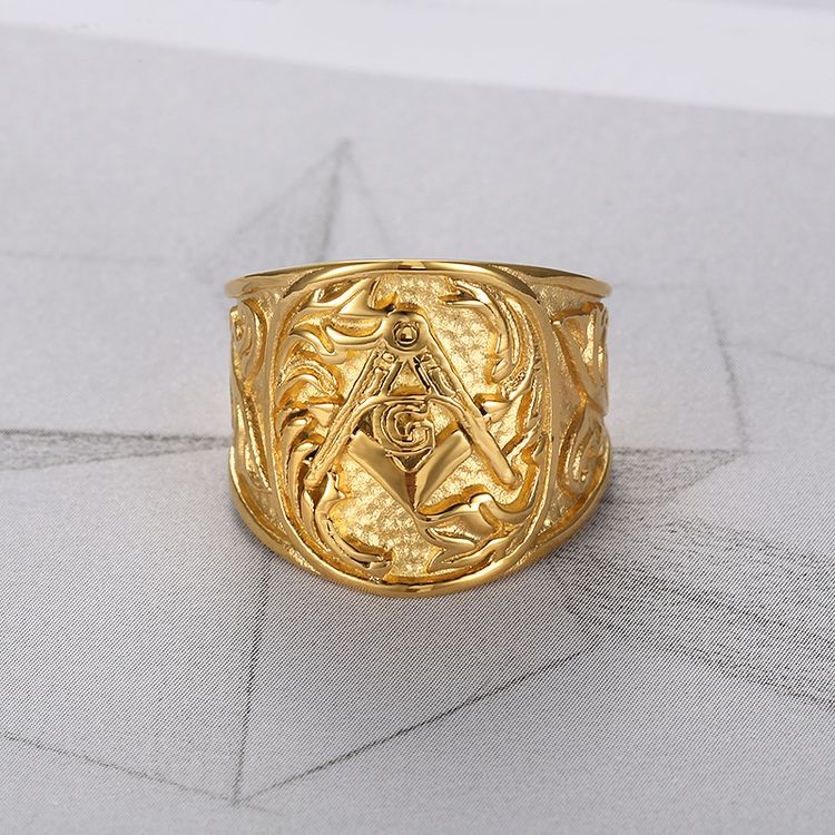 Wholesale Gold Vintage Stainless Steel 316L Engraved Men's Ring | EaseWholesale 3 Wholesale Gold Vintage Stainless Steel 316L Engraved Men's Ring | EaseWholesale 3