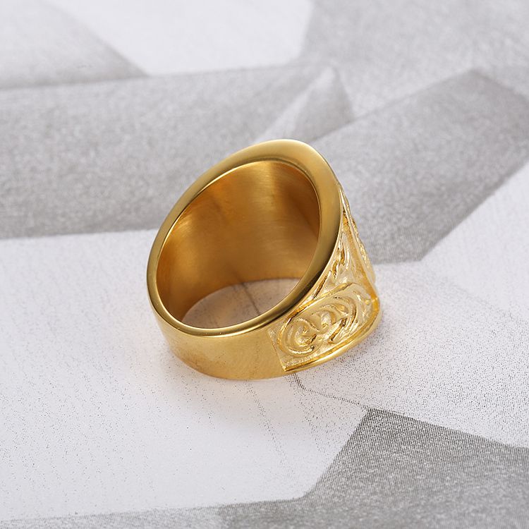 Wholesale Gold Vintage Stainless Steel 316L Engraved Men's Ring | EaseWholesale 4 Wholesale Gold Vintage Stainless Steel 316L Engraved Men's Ring | EaseWholesale 4
