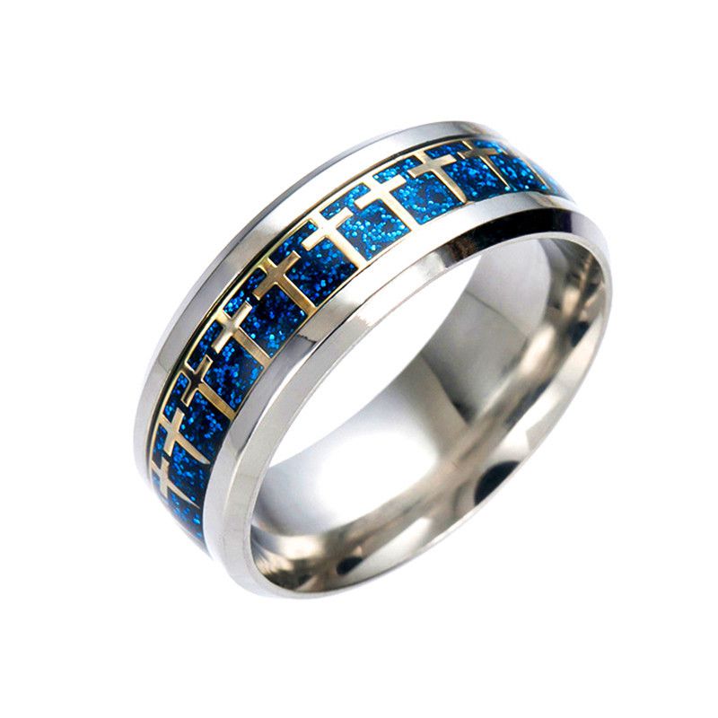 Best Selling Titanium Stylish Stainless Steel Cross Blue Gold Ring | EaseWholesale 0 Best Selling Titanium Stylish Stainless Steel Cross Blue Gold Ring | EaseWholesale 0