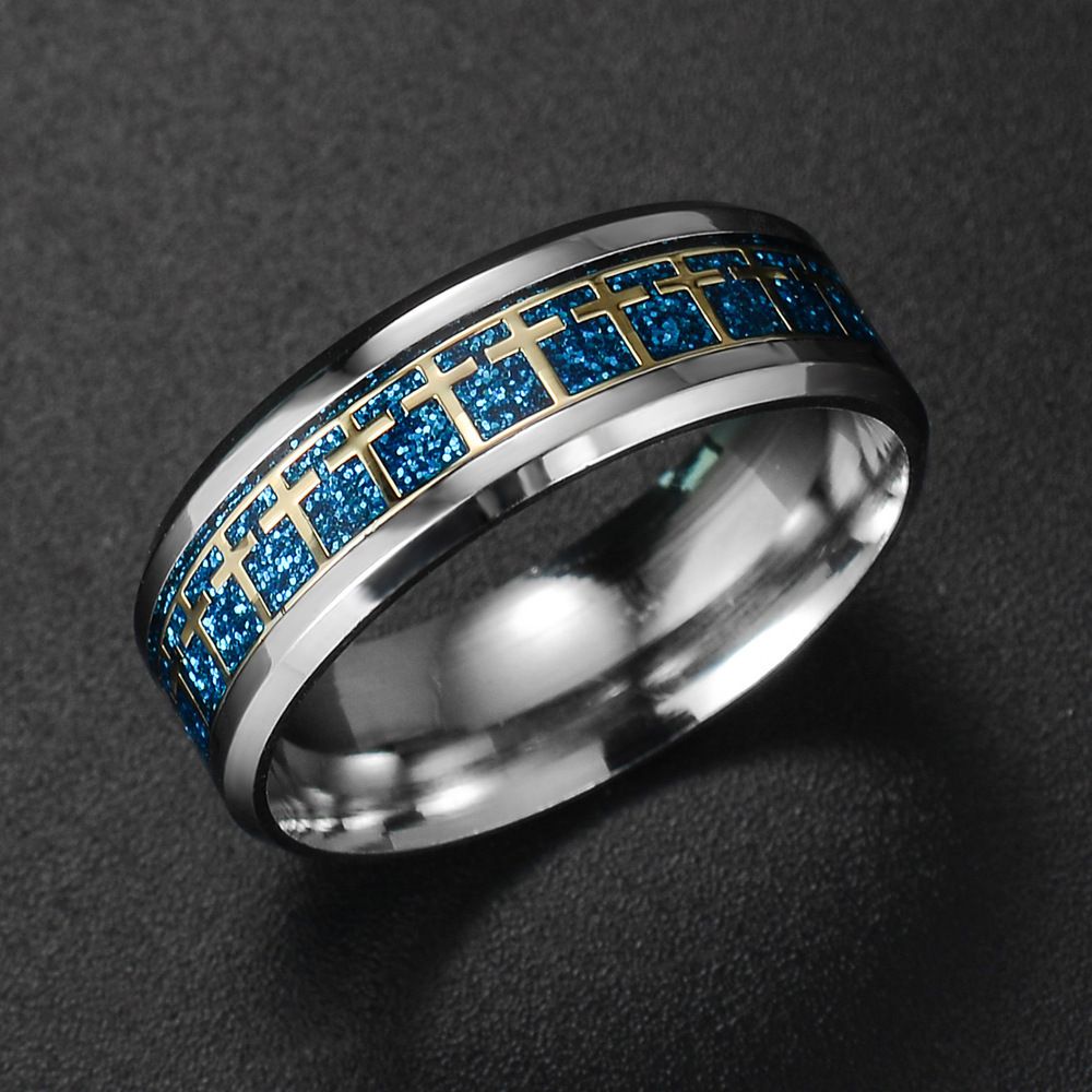 Best Selling Titanium Stylish Stainless Steel Cross Blue Gold Ring | EaseWholesale 1 Best Selling Titanium Stylish Stainless Steel Cross Blue Gold Ring | EaseWholesale 1