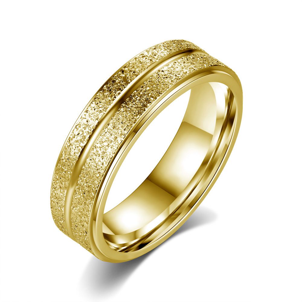 Unisex Stainless Steel Ring Gold Double Row Frosted | EaseWholesale 1 Unisex Stainless Steel Ring Gold Double Row Frosted | EaseWholesale 1
