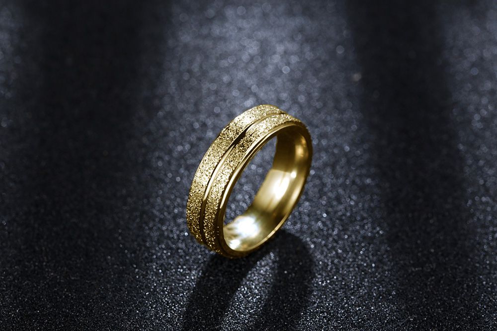 Unisex Stainless Steel Ring Gold Double Row Frosted | EaseWholesale 3 Unisex Stainless Steel Ring Gold Double Row Frosted | EaseWholesale 3
