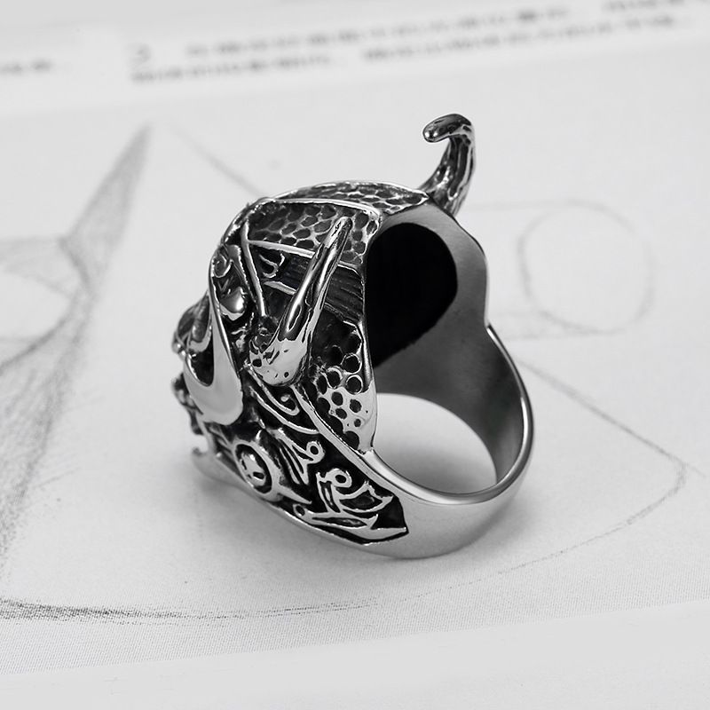 Punk Vintage Bull Warrior Skull Ring Stainless Steel Wholesale | EaseWholesale 2