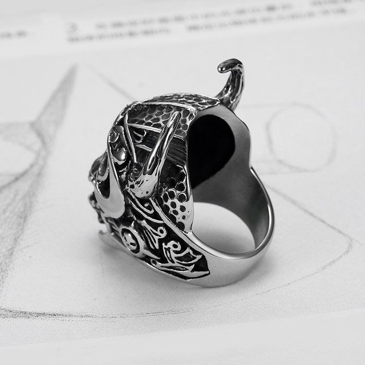 Punk Vintage Bull Warrior Skull Ring Stainless Steel Wholesale | EaseWholesale 2