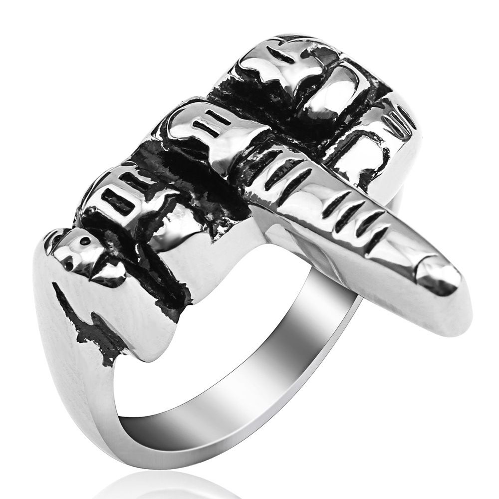Wholesale Retro Rock Stainless Steel Ring FUCK Erect Middle Finger | EaseWholesale 0