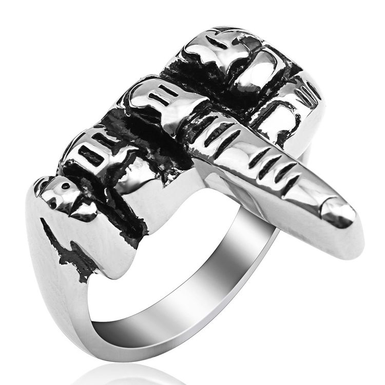 Wholesale Retro Rock Stainless Steel Ring FUCK Erect Middle Finger | EaseWholesale