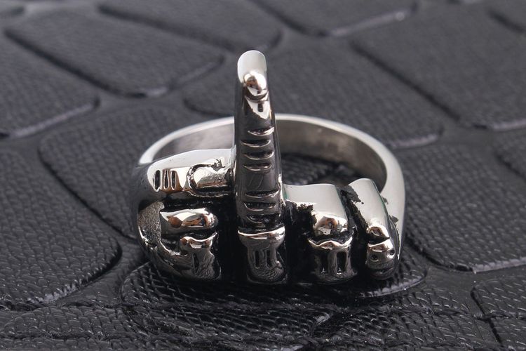 Wholesale Retro Rock Stainless Steel Ring FUCK Erect Middle Finger | EaseWholesale 4