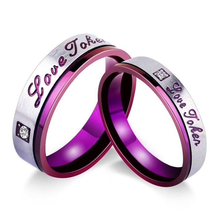 New Europe and the US fashion stainless steel purple couple's rings | EaseWholesale