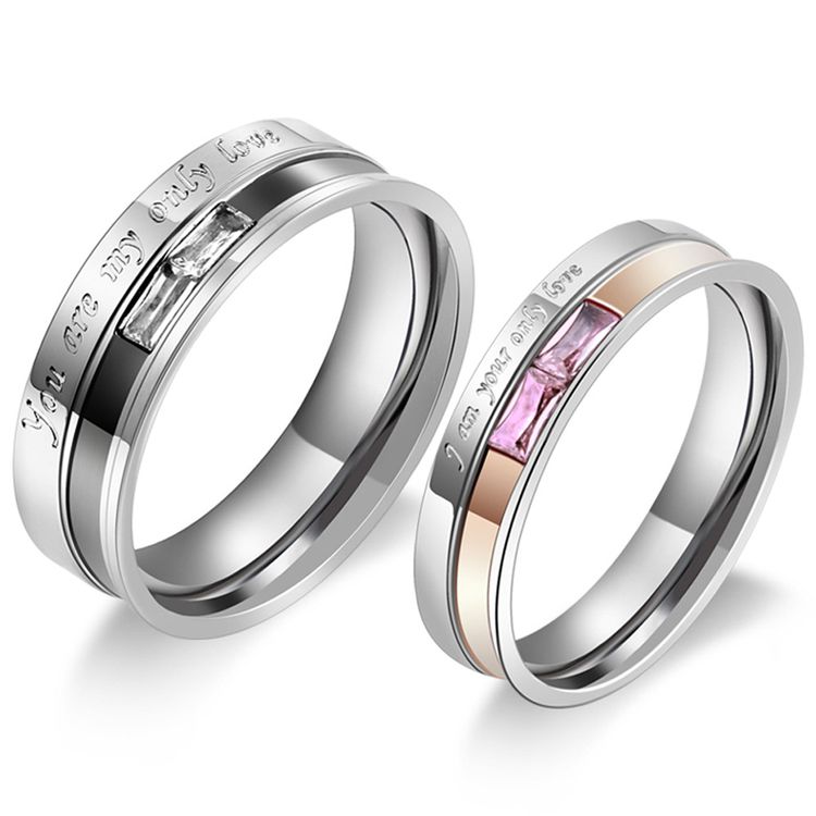 Wholesale Korean fashion temperament titanium Stainless steel couple ring with diamond personalized hipster jewelry | EaseWholesale