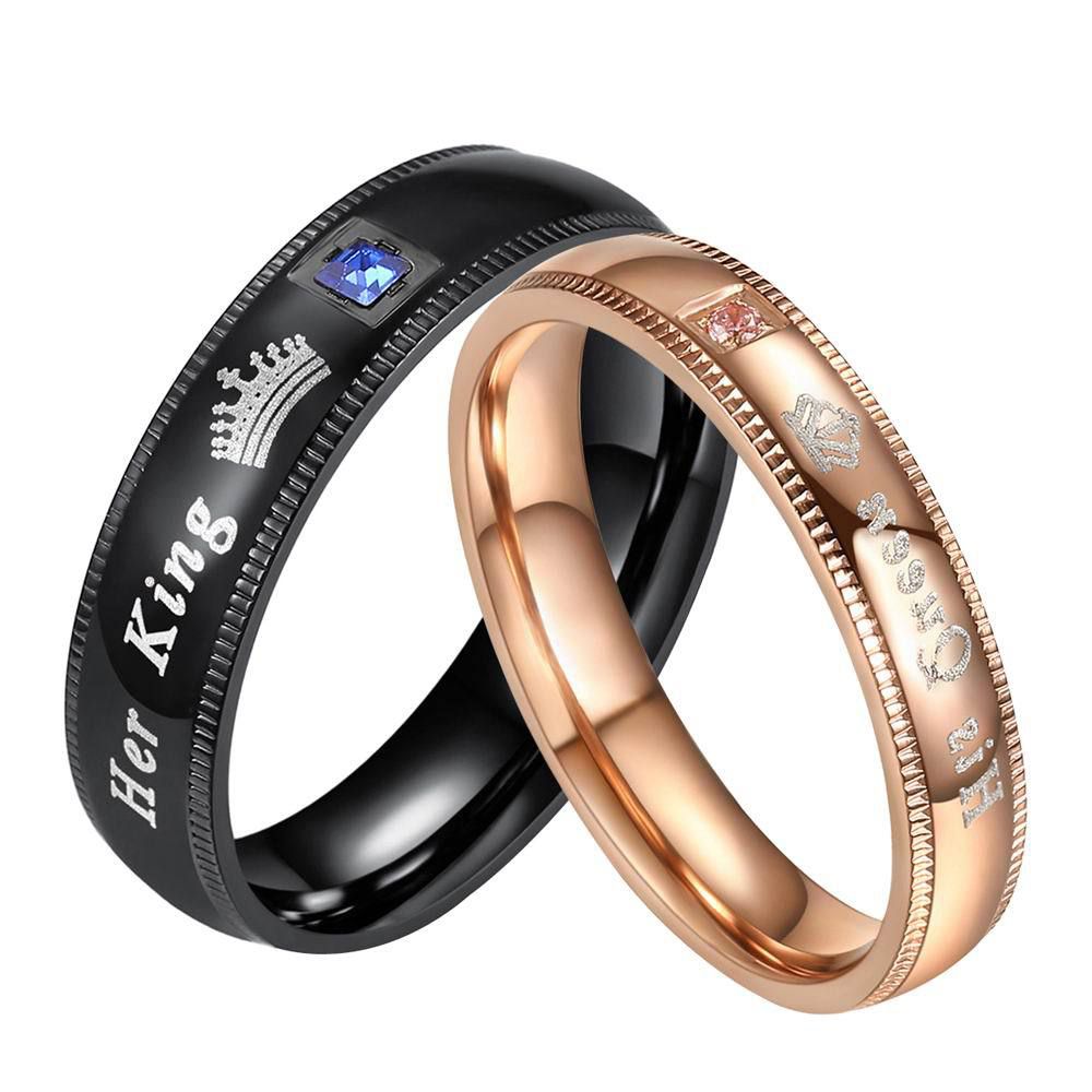 Hot Jewelry Wholesale her King his Queen Couple's Ring Personalized Titanium Steel Crown Ring | EaseWholesale 0 Hot Jewelry Wholesale her King his Queen Couple's Ring Personalized Titanium Steel Crown Ring | EaseWholesale 0
