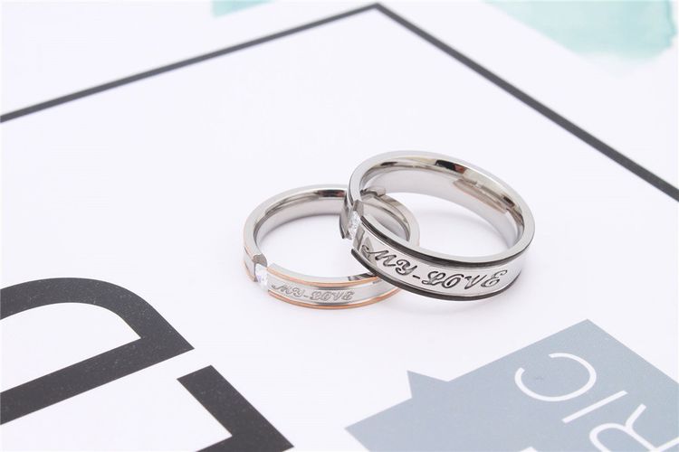 Europe and the United States fashion personalized Cubic zircon titanium steel couple ring wholesale | EaseWholesale 1 Europe and the United States fashion personalized Cubic zircon titanium steel couple ring wholesale | EaseWholesale 1