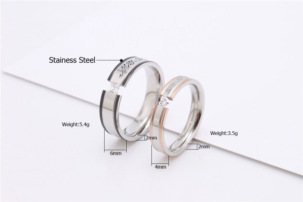 Europe and the United States fashion personalized Cubic zircon titanium steel couple ring wholesale | EaseWholesale 3 Europe and the United States fashion personalized Cubic zircon titanium steel couple ring wholesale | EaseWholesale 3