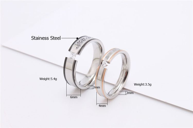Europe and the United States fashion personalized Cubic zircon titanium steel couple ring wholesale | EaseWholesale 3 Europe and the United States fashion personalized Cubic zircon titanium steel couple ring wholesale | EaseWholesale 3