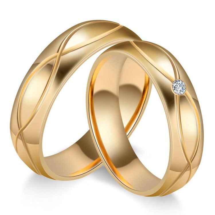 Korean version of the fashion trend couple ring 18K gold with zirconia creative stainless steel couple ring  | EaseWholesale