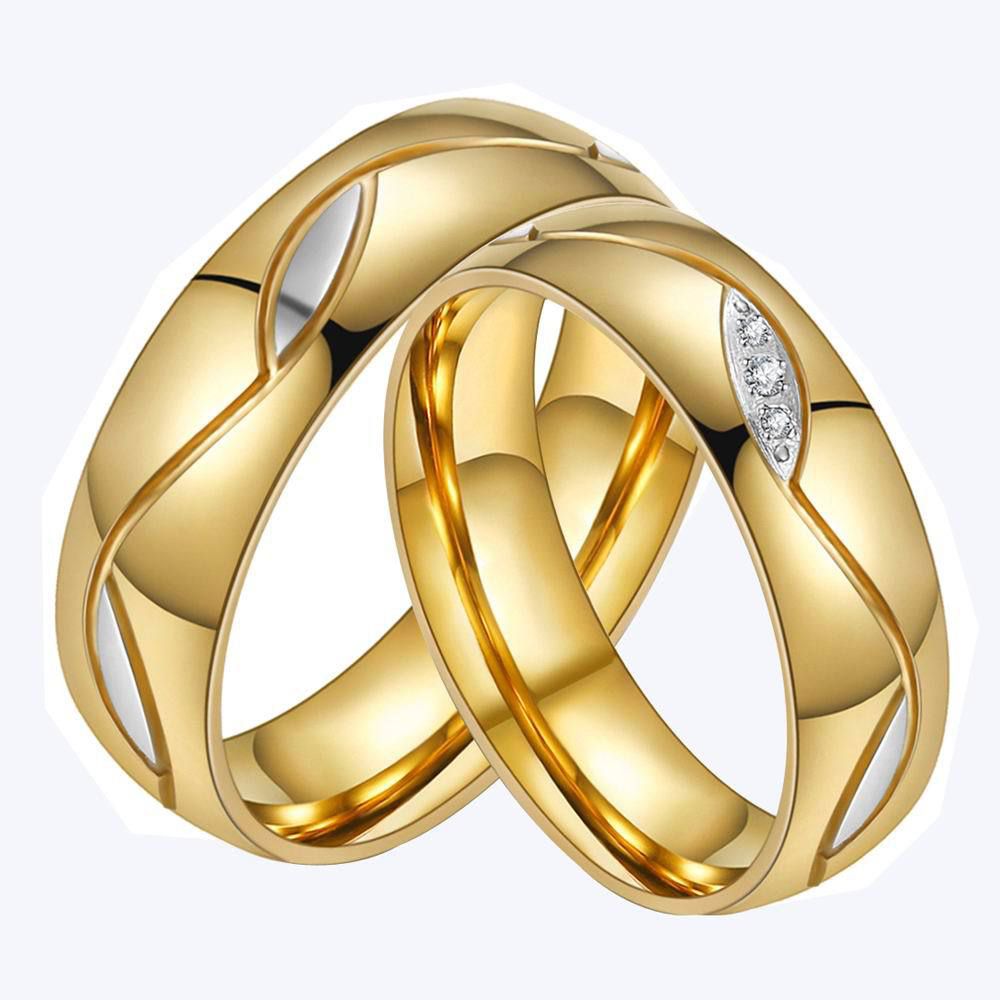 Fashion classic romantic unique 18K gold titanium steel with diamonds couple ring wholesale | EaseWholesale 0 Fashion classic romantic unique 18K gold titanium steel with diamonds couple ring wholesale | EaseWholesale 0