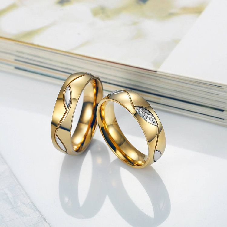 Fashion classic romantic unique 18K gold titanium steel with diamonds couple ring wholesale | EaseWholesale 1 Fashion classic romantic unique 18K gold titanium steel with diamonds couple ring wholesale | EaseWholesale 1