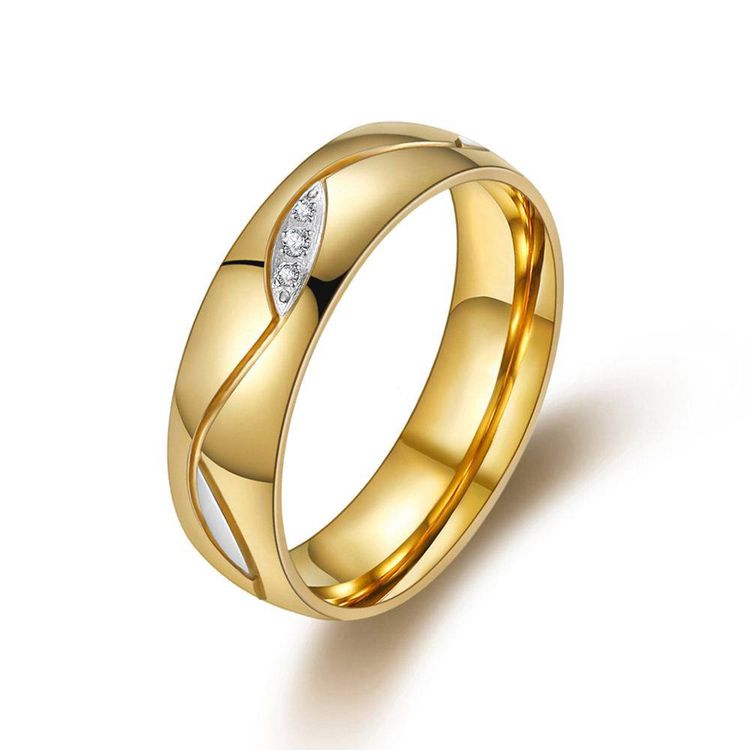 Fashion classic romantic unique 18K gold titanium steel with diamonds couple ring wholesale | EaseWholesale 2 Fashion classic romantic unique 18K gold titanium steel with diamonds couple ring wholesale | EaseWholesale 2
