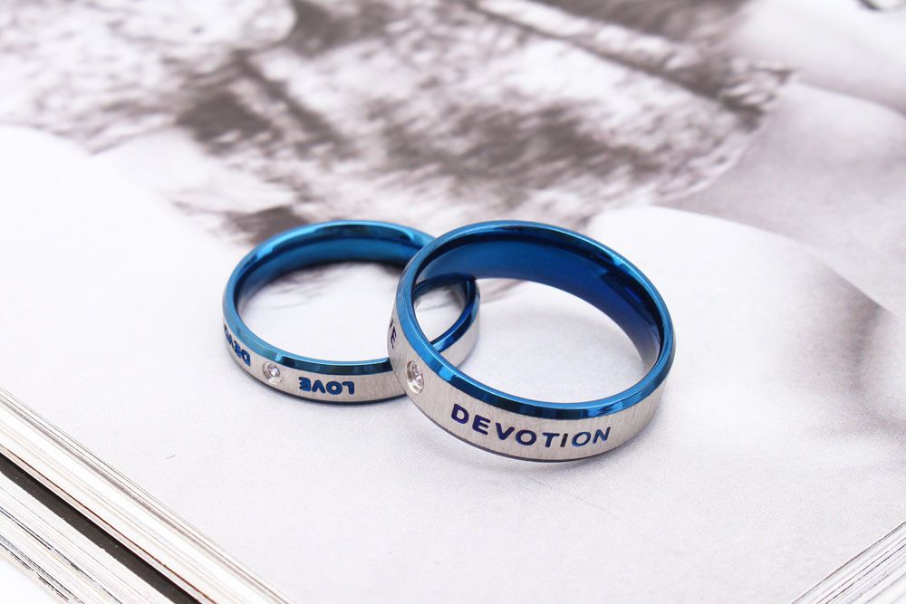 Wholesale Couple's Ring LOVE Engagement Ring Titanium Steel Ring Couple's Jewelry | EaseWholesale 2