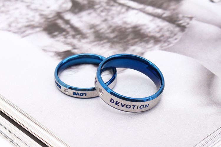 Wholesale Couple's Ring LOVE Engagement Ring Titanium Steel Ring Couple's Jewelry | EaseWholesale 2
