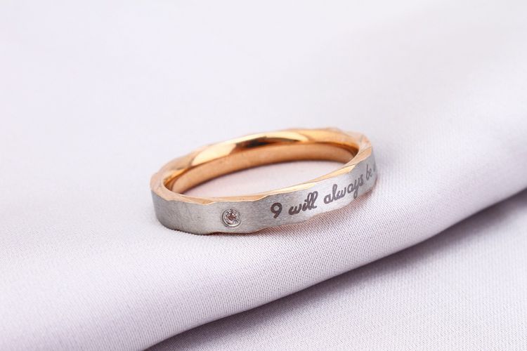 Creative Titanium Stainless Steel Rhinestone Couple Ring Rose Gold | EaseWholesale 2 Creative Titanium Stainless Steel Rhinestone Couple Ring Rose Gold | EaseWholesale 2