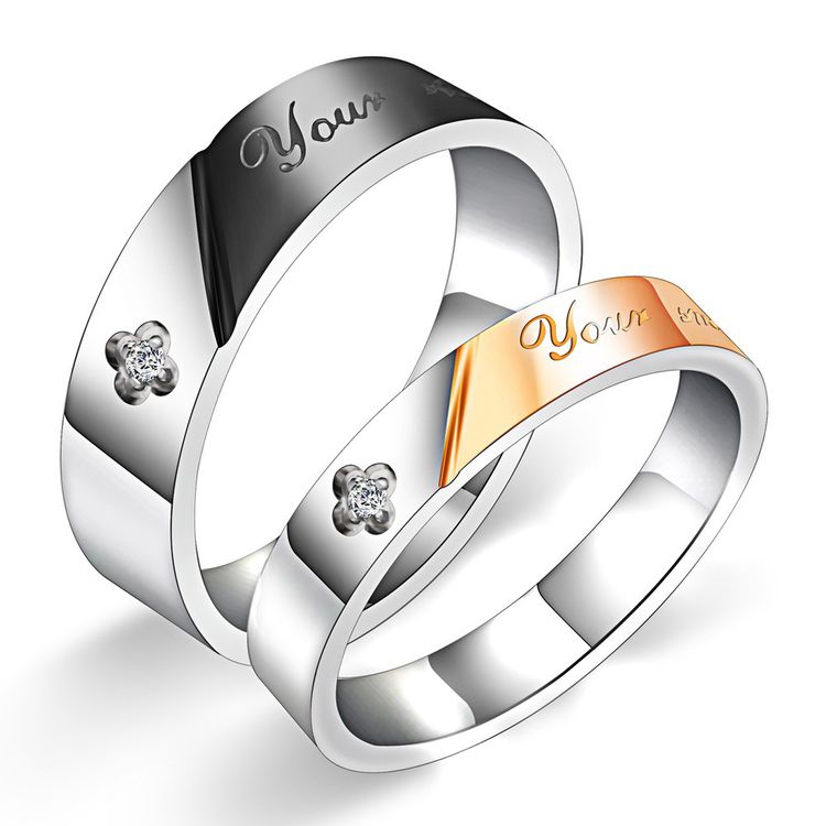 Titanium Stainless Steel Couple Rings Stylish Diamond Encrusted Alphabet Ring Wholesale | EaseWholesale 0 Titanium Stainless Steel Couple Rings Stylish Diamond Encrusted Alphabet Ring Wholesale | EaseWholesale 0