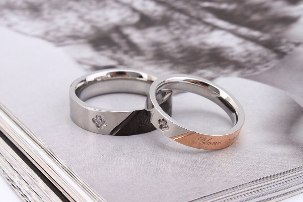 Titanium Stainless Steel Couple Rings Stylish Diamond Encrusted Alphabet Ring Wholesale | EaseWholesale 1 Titanium Stainless Steel Couple Rings Stylish Diamond Encrusted Alphabet Ring Wholesale | EaseWholesale 1