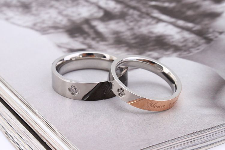 Titanium Stainless Steel Couple Rings Stylish Diamond Encrusted Alphabet Ring Wholesale | EaseWholesale 1 Titanium Stainless Steel Couple Rings Stylish Diamond Encrusted Alphabet Ring Wholesale | EaseWholesale 1
