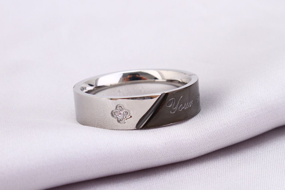 Titanium Stainless Steel Couple Rings Stylish Diamond Encrusted Alphabet Ring Wholesale | EaseWholesale 2 Titanium Stainless Steel Couple Rings Stylish Diamond Encrusted Alphabet Ring Wholesale | EaseWholesale 2
