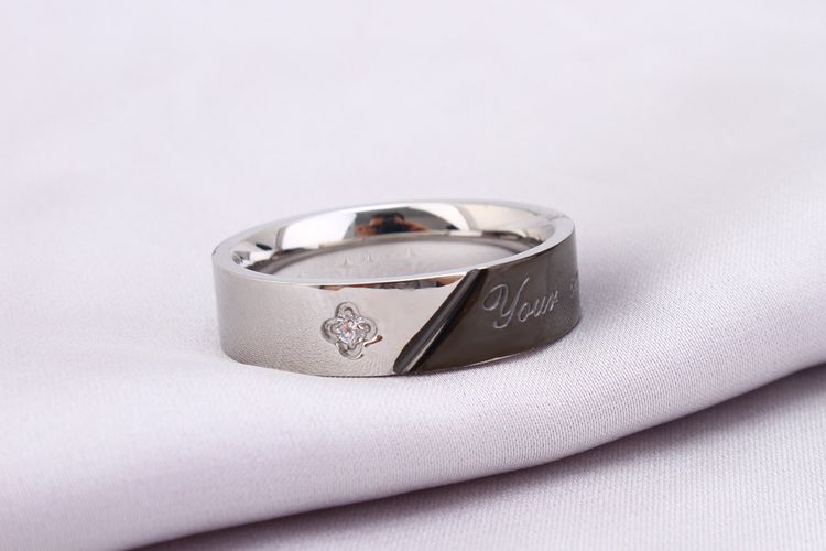 Titanium Stainless Steel Couple Rings Stylish Diamond Encrusted Alphabet Ring Wholesale | EaseWholesale 2 Titanium Stainless Steel Couple Rings Stylish Diamond Encrusted Alphabet Ring Wholesale | EaseWholesale 2