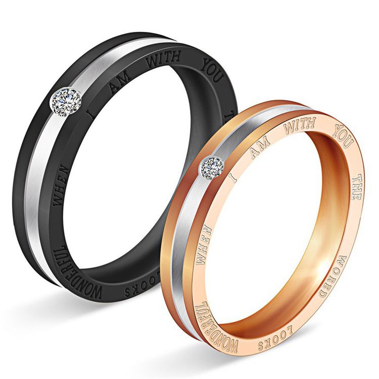 Hundred fashion diamonds black gold titanium steel men's and women's rings | EaseWholesale 0 Hundred fashion diamonds black gold titanium steel men's and women's rings | EaseWholesale 0