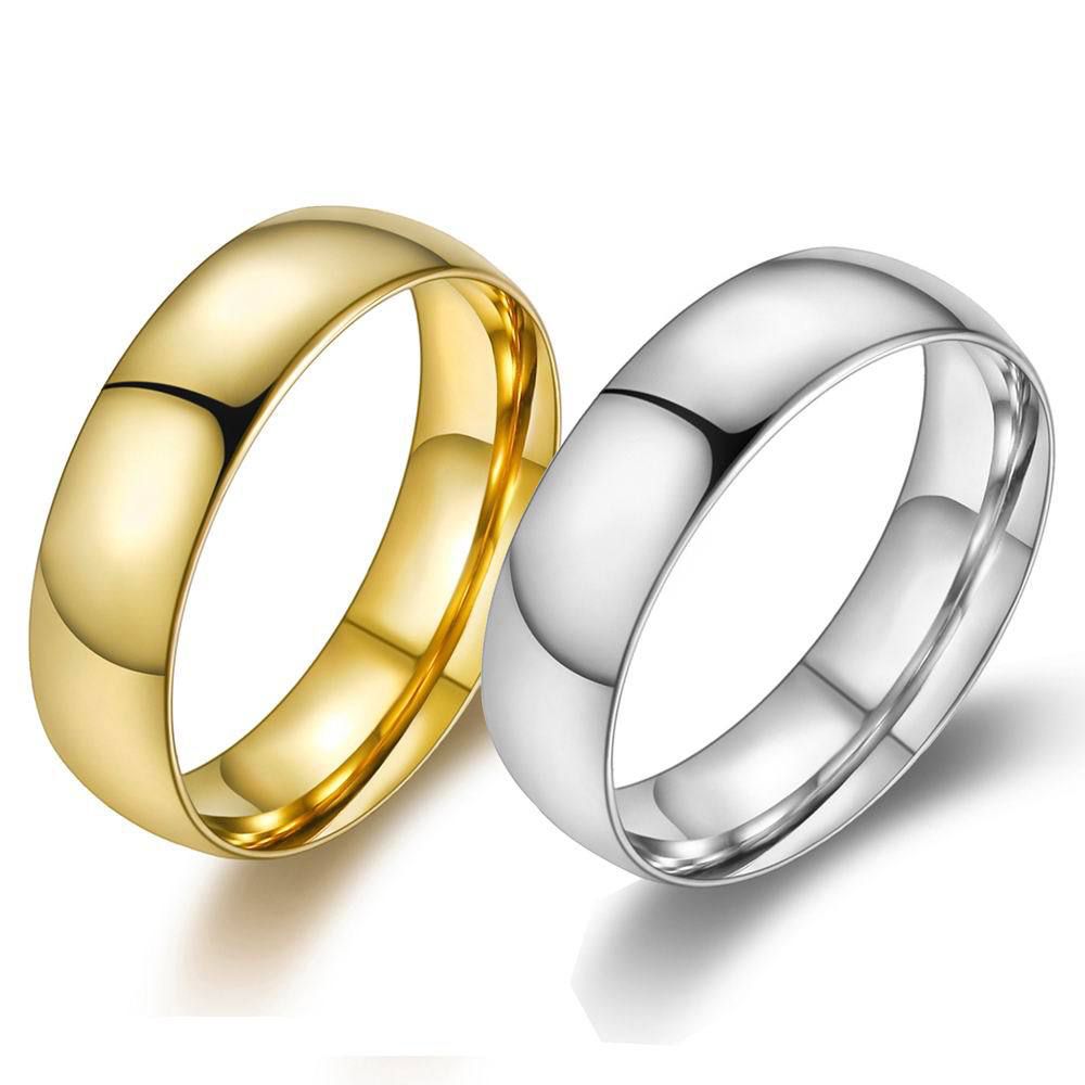 Gold glossy simple Men's and women's personalized titanium steel couple's ring | EaseWholesale 0 Gold glossy simple Men's and women's personalized titanium steel couple's ring | EaseWholesale 0