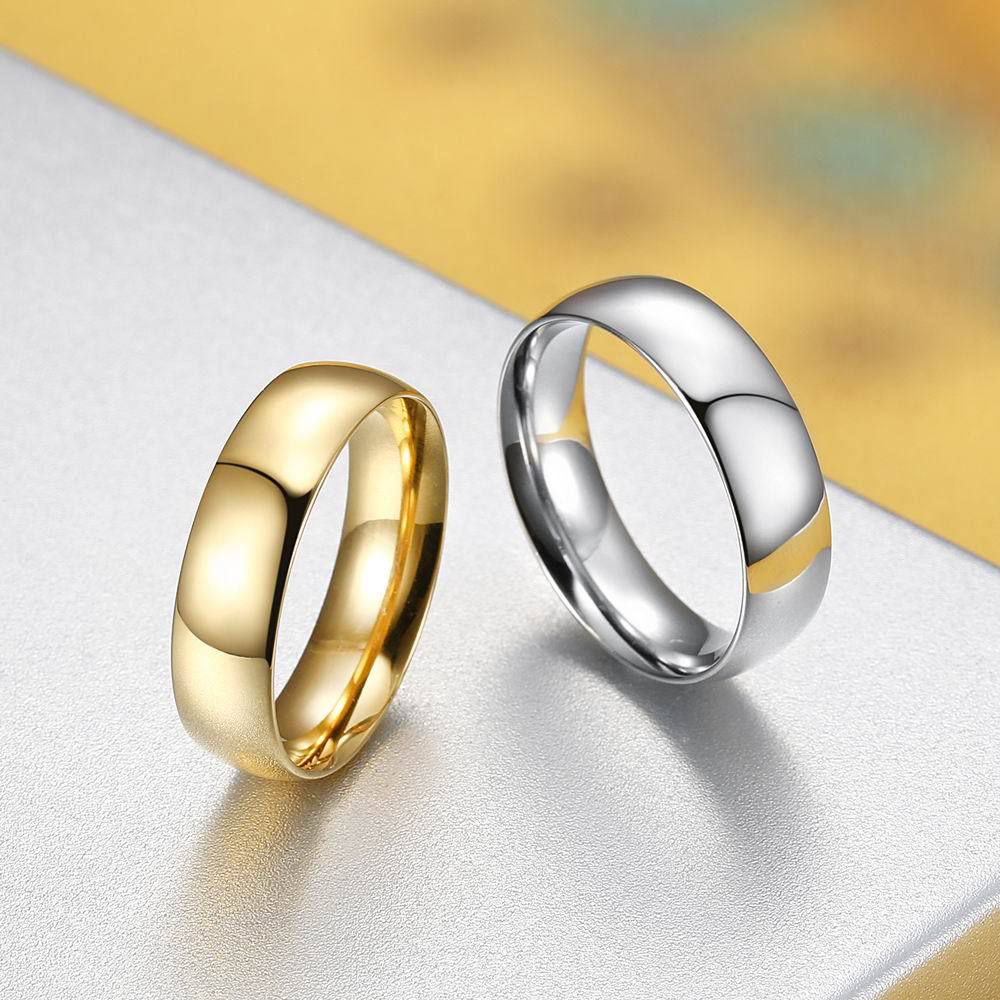 Gold glossy simple Men's and women's personalized titanium steel couple's ring | EaseWholesale 1 Gold glossy simple Men's and women's personalized titanium steel couple's ring | EaseWholesale 1