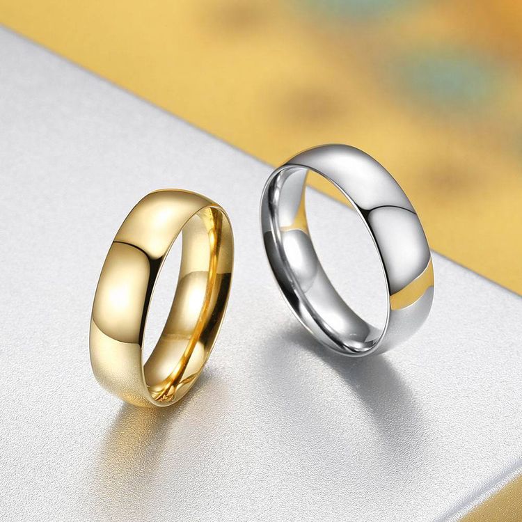 Gold glossy simple Men's and women's personalized titanium steel couple's ring | EaseWholesale 1 Gold glossy simple Men's and women's personalized titanium steel couple's ring | EaseWholesale 1