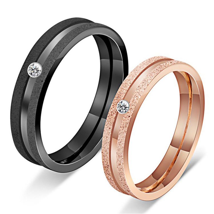 Japan and South Korea trendsetter couple ring frosted with diamonds titanium steel ring | EaseWholesale 0 Japan and South Korea trendsetter couple ring frosted with diamonds titanium steel ring | EaseWholesale 0